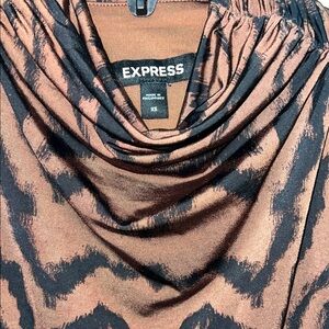 Express Brown and Black Animal Print Body Con Midi Dress